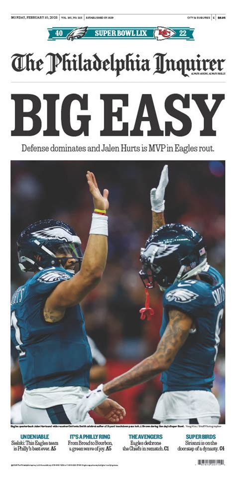 Reprint of the Front Page of The Philadelphia Inquirer: 2/10/25.